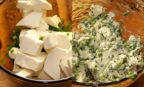 Растолченный сыр с зеленью